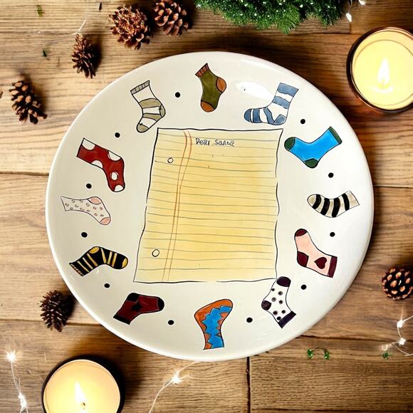 TABLETOPS Lifestyles Dear Santa Hand Painted Hand Crafted Decorative Plate 11.5" - Picture 1 of 8
